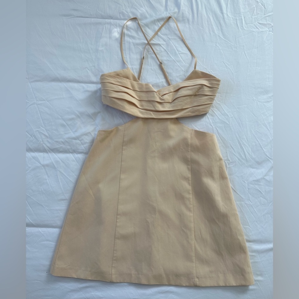 ZARA New Spring Yellow Gold Mini Dress Large